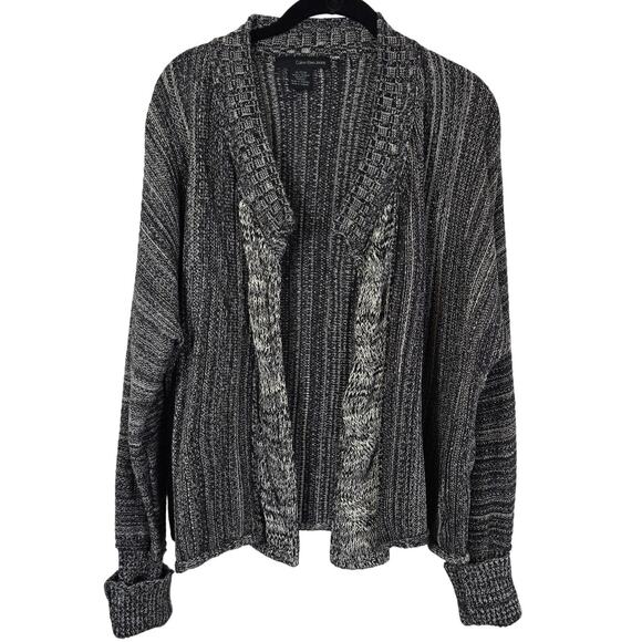 Calvin Klein Cardigan Women's XL Black Gray Mixed Knit Classic Casual Career - Picture 1 of 8